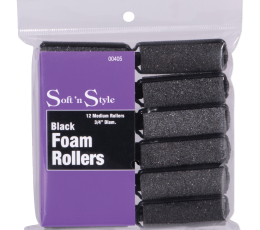 SOFTN STYLE 3/4" MEDIUM BLACK FOAM ROLLERS - 12/PK
