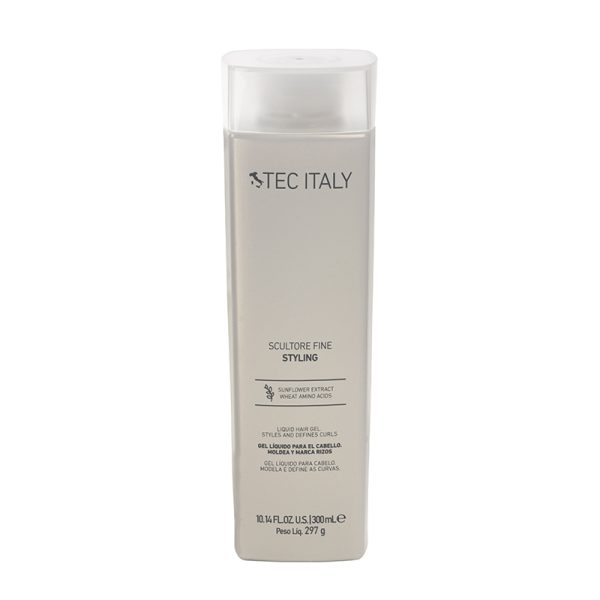 Tec Italy Scultore Fine is a sculpting hair gel for all hair types that helps to define, hold, and shine curls and waves. It is formulated with a blend of natural ingredients, including TRICONE, TRICOERBA, TRICOSIL, and TRICEL-R, to help improve the appearance and manageability of hair.