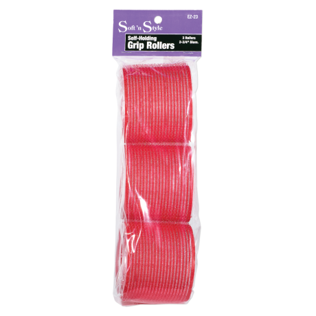 SOFT N STYLE SELF GRIP ROLLER 2 34RED WHITE - 3 PACK