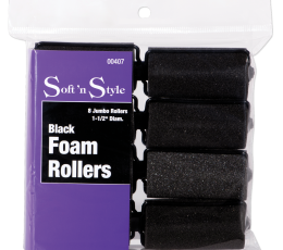SOFTN STYLE 1-1/2" JUMBO BLACK FOAM ROLLERS - 8/PK