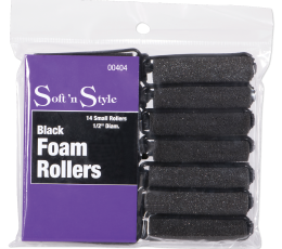 SOFTN STYLE 1/2" SMALL BLACK FOAM ROLLERS - 14/PK