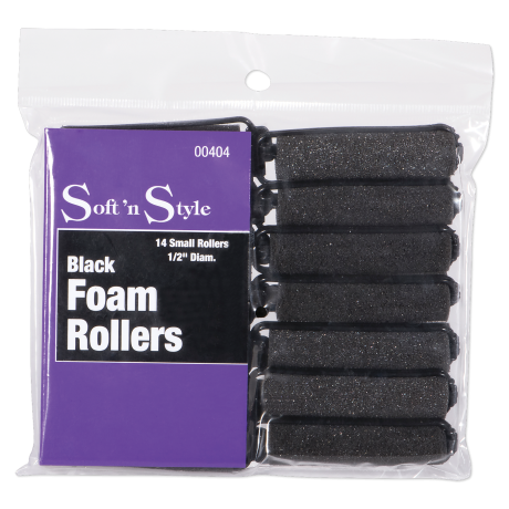 SOFTN STYLE 12 SMALL BLACK FOAM ROLLERS - 14PK